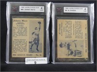 TWO 1950 WORLD WIDE GUM GRADED BASEBALL CARDS