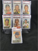 SEVEN 1953 TOPPS GRADED BASEBALL CARDS