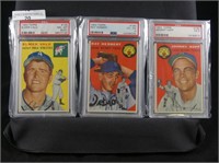 THREE 1954 TOPPS GRADED BASEBALL CARDS