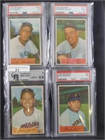 FOUR 1954 BOWMAN GRADED BASEBALL CARDS