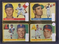 FOUR 1955 TOPPS BASEBALL CARDS