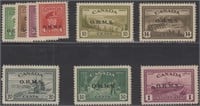 Canada Stamps #O1-O4, O6-O9 Mint LH Officials, fir