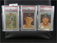 THREE 1957 TOPPS GRADED BASEBALL CARDS