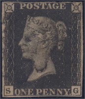 Great Britain Stamp #1 Used Penny Black CV $375