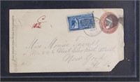 US Stamps #E1 tied on 1887 Cover CV $225
