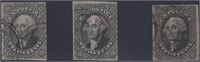 US Stamps #17 Used group of 3, 2 grey blac CV $825