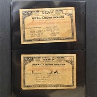 US Stamps 4 Liquor Retail Dealer Tax Stamps, large
