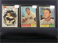 THREE 1961 TOPPS BASEBALL CARDS