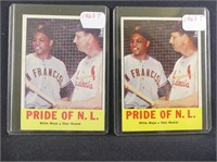 TWO 1963 TOPPS PRIDE OF N.L. BASEBALL CARDS