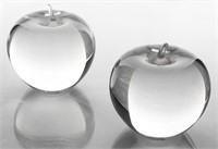 Tiffany & Company Crystal Apple Paperweights, Pair