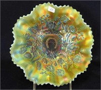 Good Luck ruffled bowl w/ribbed back - aqua opal