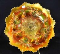 Stag & Holly 11" ftd chop plate - marigold