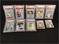 TEN 1977 TOPPS GRADED & UNGRADED BASEBALL CARDS