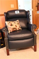 Recliner With Brass Nail Head Trim And Tapestry