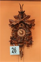 Cuckoo Clock, Ornately Carved With Stag