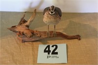 Wood Carved Bird On Branch