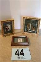 2 Framed Collectible Stamps, 1 Small Framed Piece
