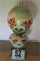 Brass Base Hand Painted Lamp, 17” Tall