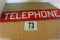 Glass Telephone Sign, 25”X5.5”