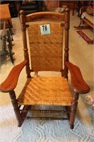 Large Rocker, Woven Cane Seat And Back
