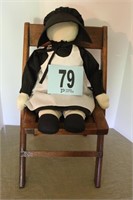 Wooden Folding Doll Chair With Amish Doll