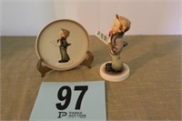 5” Hummel Figurine And 4” Diameter Hummel Plate -