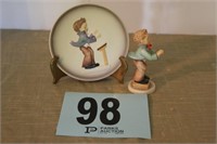 3” Hummel Figurine And 4” Diameter Hummel Plate -