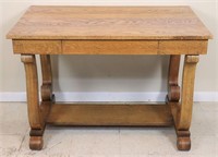 American Empire Revival Library Table in Oak