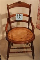 Walnut Side Chair With Hip Huggers And Cane Seat