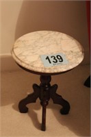 Small Lamp Table With Marble Top, 17” Tall, 14”