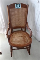 Walnut Ladies Rocker With Hip Huggers And Cane