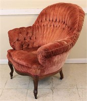 Victorian Era Velvet Upholstered Turkish Chair