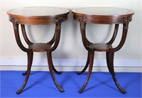 Pr. Vintage 2-Tier Mahogany End Tables