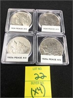 (2) 1924, 1923, 1926 Peace Silver Dollars