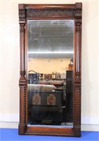 Ornate Victorian Half-Pillar Mirror in Walnut