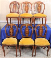 Set of 6 Chairs w/ Inlaid Backs