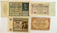 Foreign Paper Currency: 1922 French Note, German