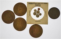 Misc Coinage/Medal Lot to include: 1853 US LG Cent