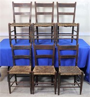 (6) 19th C. Rush Seat Chairs