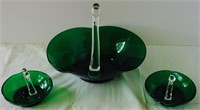 New Martinville Emerald Green Swan Set