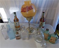 Vintage Whiskey Bottles w/ Early Time lamp