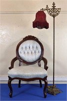 Victorian Style Chair + Bridge Lamp