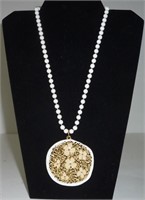 White Floral Costume Necklace