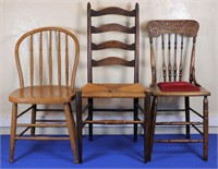 (3) Non-Matching Antique Chairs