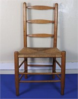 19th C. Ladder Back Chair w/ Rush Seat