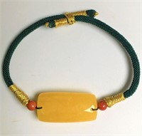 Natural yellow amber beeswax bracelet