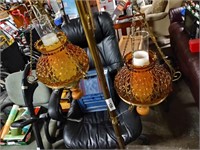 Vintage Amber Glass Hanging Lamps