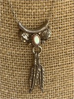 Sterling Silver Native American Signed BJ Necklace