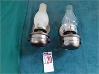 2 Wall Oil Lamps with Deflectors