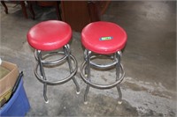 Two Padded Seat Chrome Frame Stools